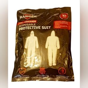 Protective Suit Liquid Resistant Breathable Fabrics Hood And Boot Covers.